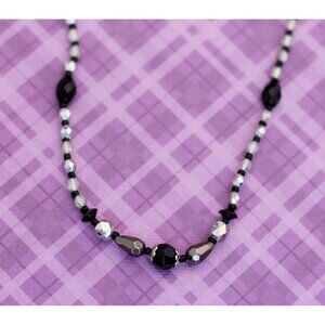 Vintage Silver Tone Stylish Fierce Beaded Necklace 38 inch - V14